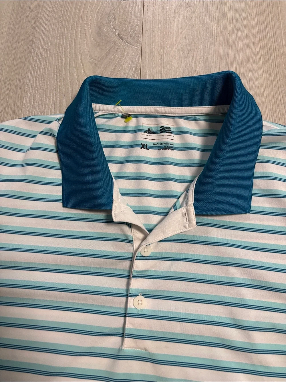 🔥BUNDLESALE Mens XL Adidas Performance Teal and White Striped Golf Polo Shirt